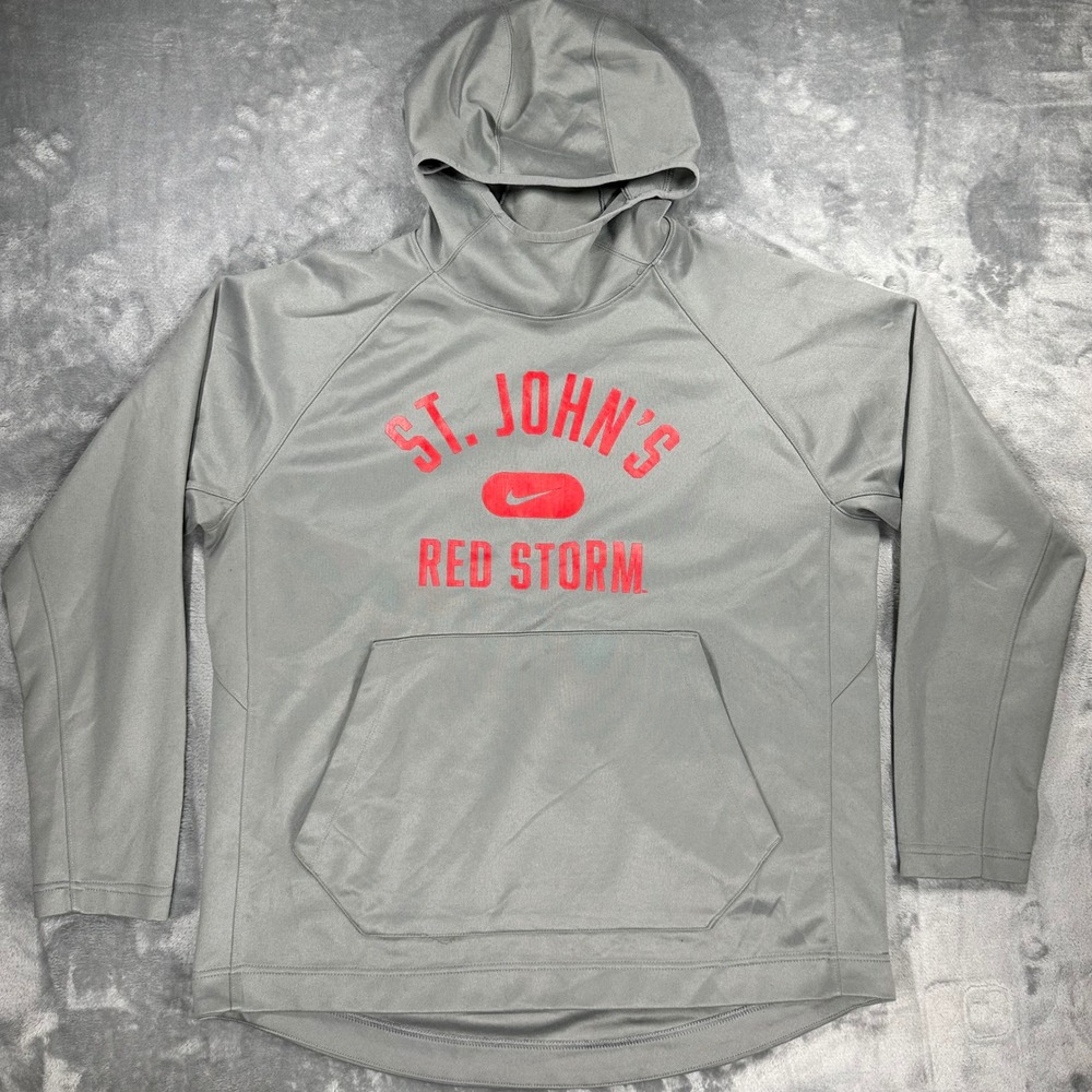 Nike St Johns Red Storm Spotlight Hoodie Mens XL Gray Dri-FIT ZDD6310